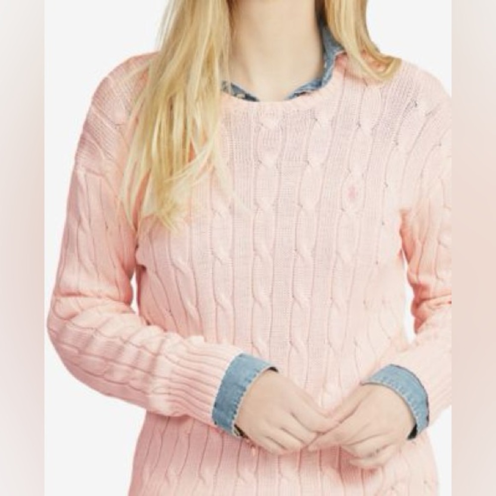 Vintage Cashmere Women's Pink Cable Knit Sweater
